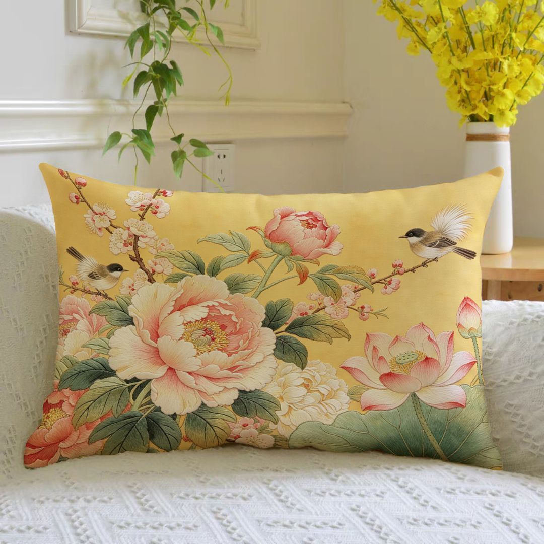 Silk Embroidered Decorative Pillow Cover - Image 3