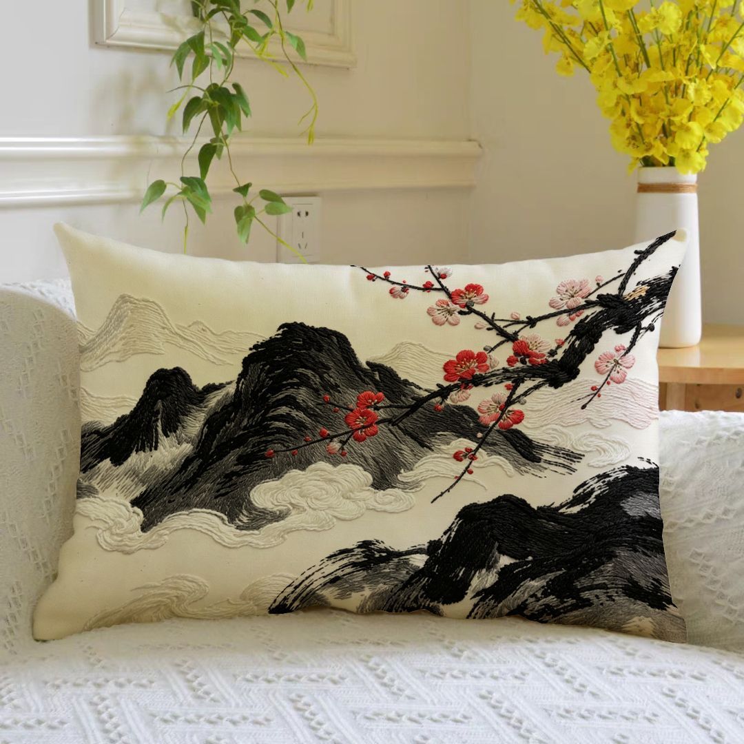 Silk Embroidered Decorative Pillow Cover - Image 4