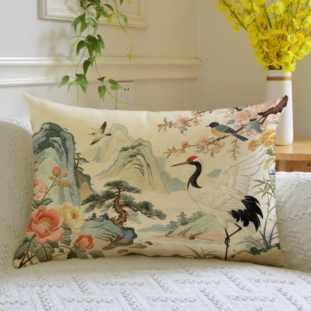 Silk Embroidered Decorative Pillow Cover